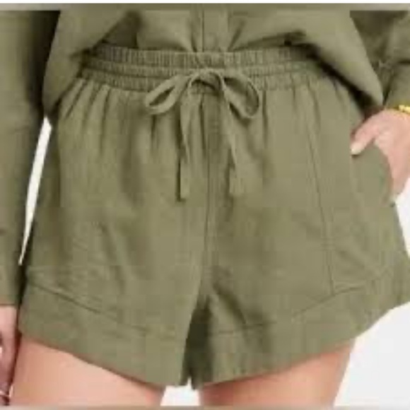 Universal Thread Olive Green Linen-Blend Shorts – Size Medium - Picture 2 of 11